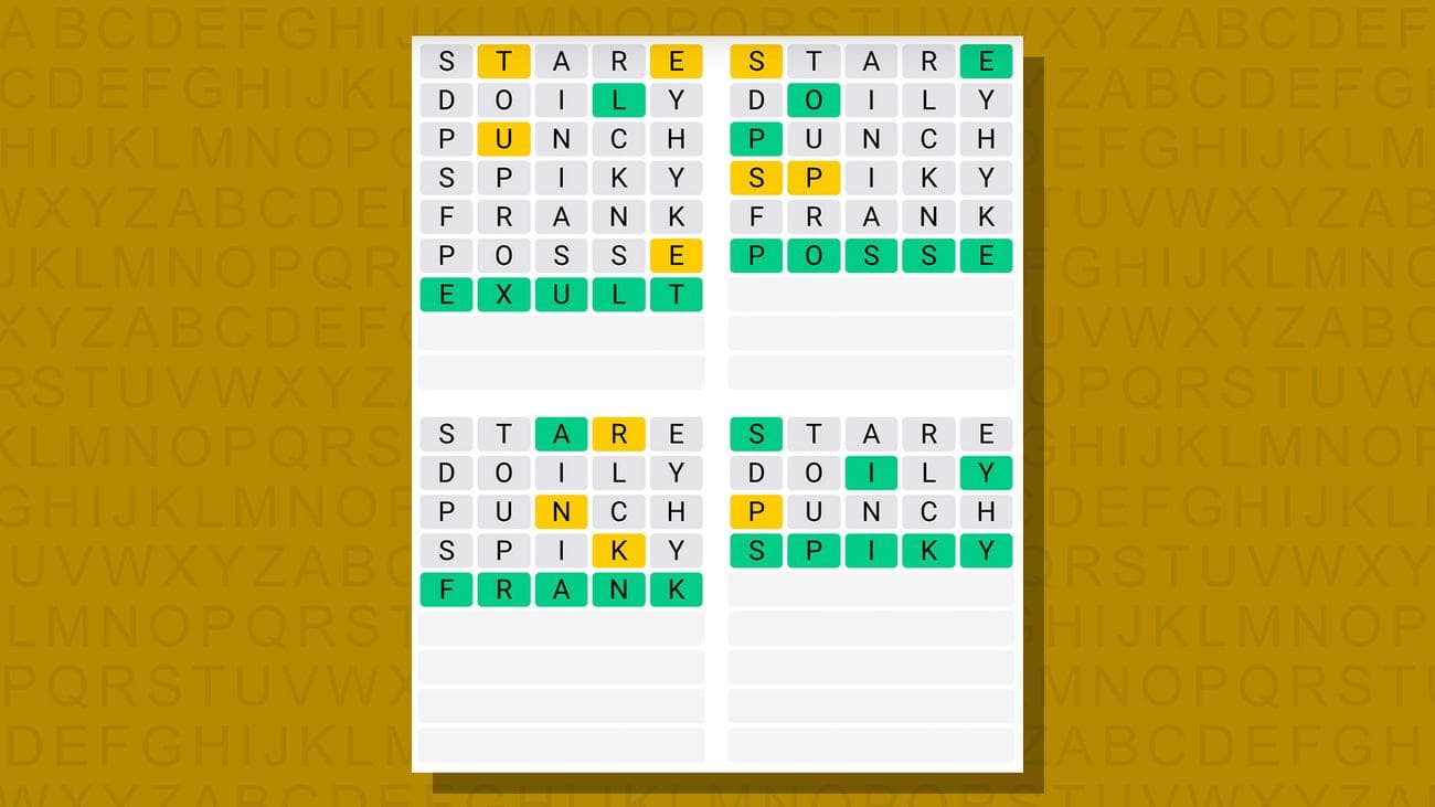 Quordle απαντήσεις για το παιχνίδι 691 σε κίτρινο φόντο