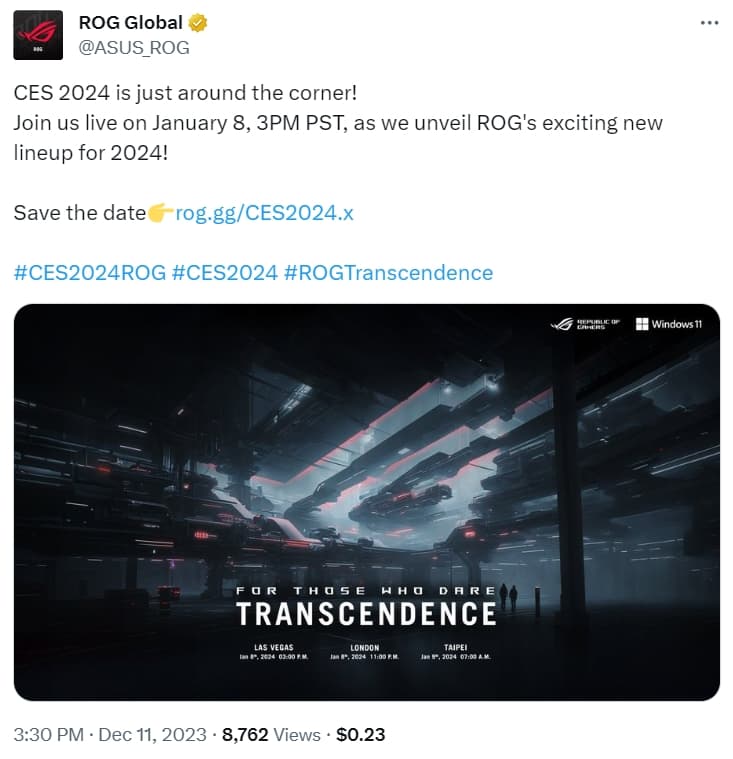 Η ASUS ορίζει εκδήλωση πριν από το CES ROG, πιθανώς για το ROG Phone 8 και άλλα, Η ASUS ορίζει εκδήλωση πριν από το CES ROG, πιθανώς για το ROG Phone 8 και άλλα, TechWar.gr