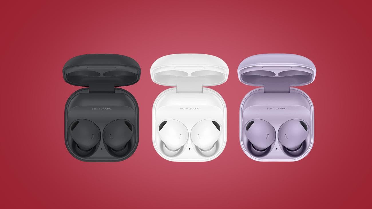 Samsung Galaxy Buds 2 Pro σε κόκκινο φόντο
