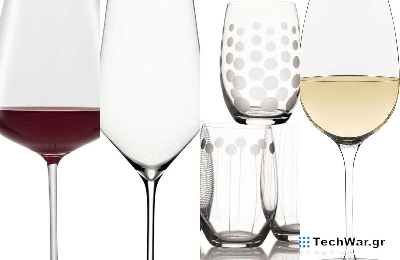A lineup of the best wine glasses on a plain backgorund