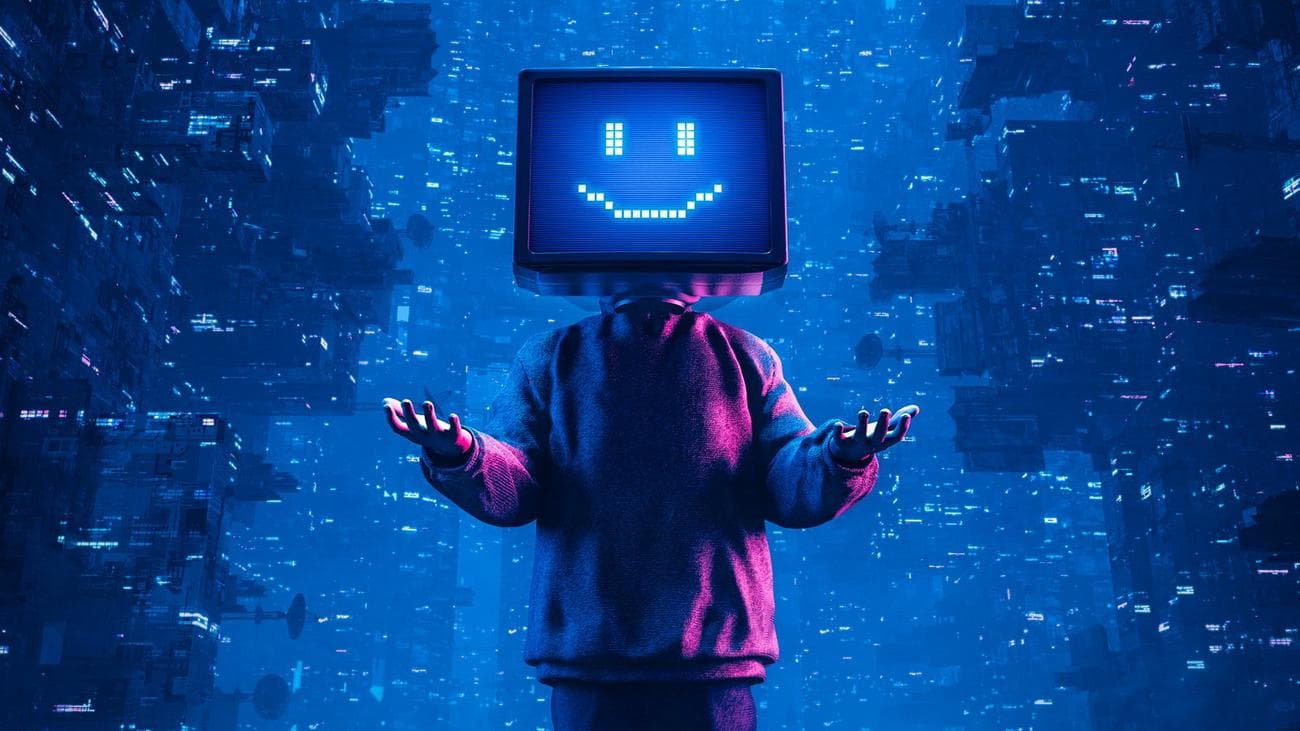 Computer hacker smiling