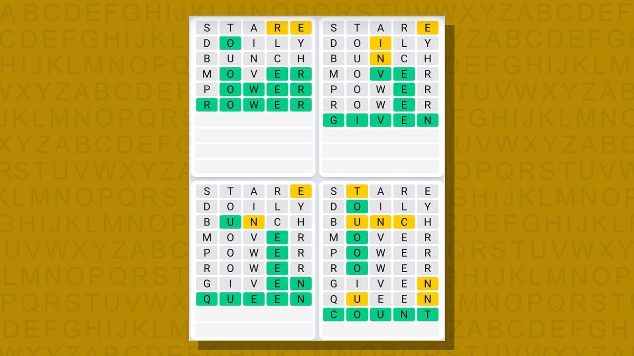 Quordle καθημερινές απαντήσεις ακολουθίας για το παιχνίδι 691 σε κίτρινο φόντο