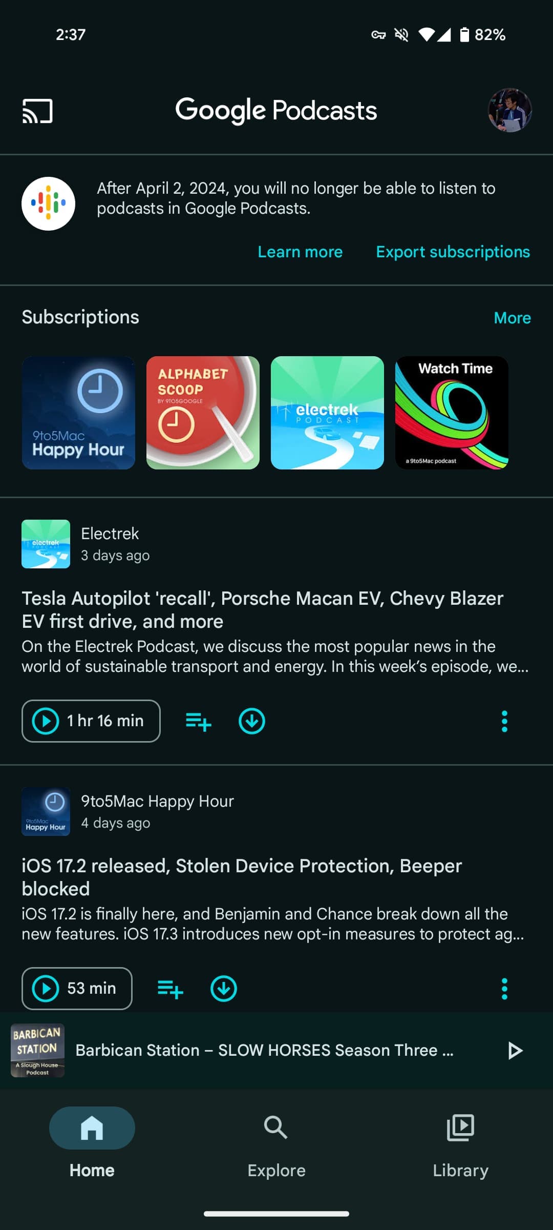 Μετεγκατάσταση του Google Podcast