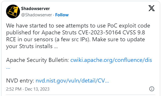 Οι χάκερ εκμεταλλεύονται ένα κρίσιμο ελάττωμα του Apache Struts χρησιμοποιώντας δημόσιο PoC, Οι χάκερ εκμεταλλεύονται ένα κρίσιμο ελάττωμα του Apache Struts χρησιμοποιώντας δημόσιο PoC, TechWar.gr