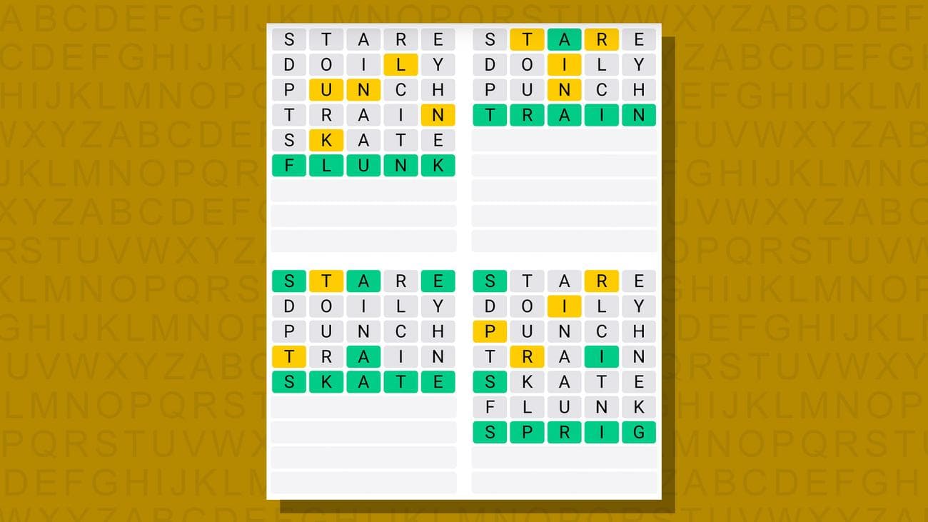 Quordle απαντήσεις για το παιχνίδι 693 σε κίτρινο φόντο