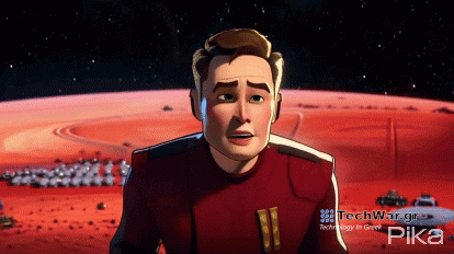 Cartoon Elon Musk on Mars