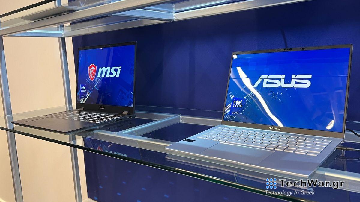 Intel Meteor Lake laptops on a shelf at Intel