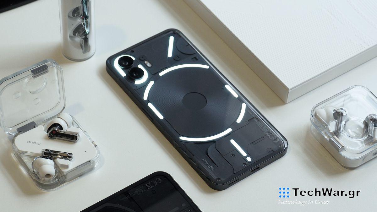 Nothing Phone 2 review back angled table - white balanced