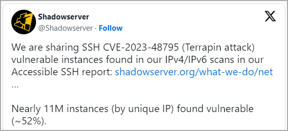 Σχεδόν 11 εκατομμύρια διακομιστές SSH είναι ευάλωτοι σε νέες επιθέσεις Terrapin, Σχεδόν 11 εκατομμύρια διακομιστές SSH είναι ευάλωτοι σε νέες επιθέσεις Terrapin, TechWar.GR