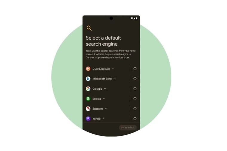 android search choice screen
