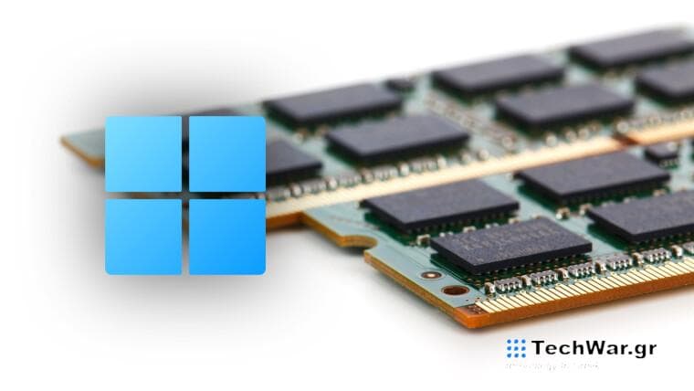 Windows 11 logo with RAM sticks behind it