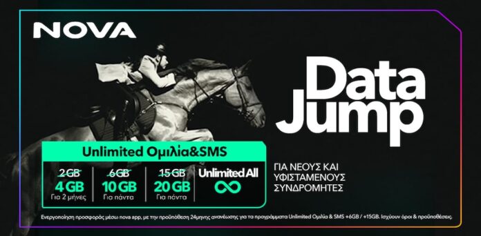 H νέα Nova συμπληρώνει ένα χρόνο επιτυχημένης λειτουργίας λανσάροντας το H νέα Nova συμπληρώνει ένα χρόνο επιτυχημένης λειτουργίας λανσάροντας το “Data Jump”, προσφέροντας ακόμα περισσότερα Data στην ίδια τιμή