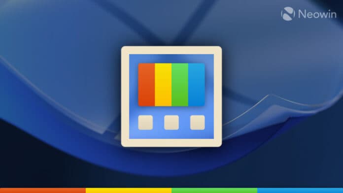 A custom PowerToys logo with a frosted glass background