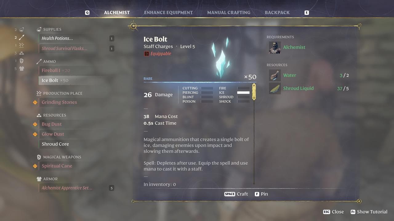 Το Alchemist NPC έχει craftable ξόρκια.