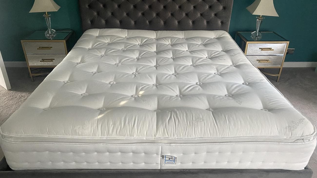 Relyon Bridgwater Dunlopillo Latex Mattress review image shows the mattress ob our reviewer's bed