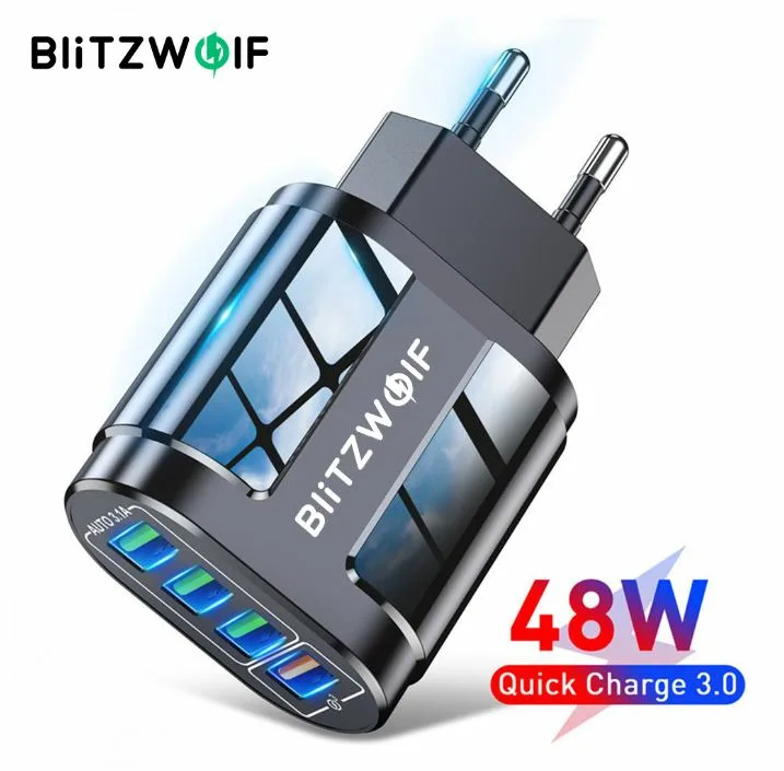 BlitzWolf BK-385 Φορτιστής 48W με 4 θύρες και καλώδιο στα 7,5€ ΜΟΝΟ!!!
