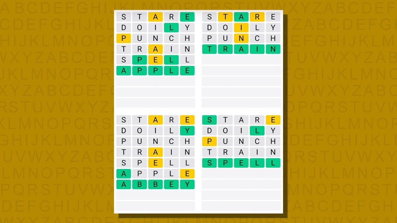 Quordle απαντήσεις για το παιχνίδι 728 σε κίτρινο φόντο