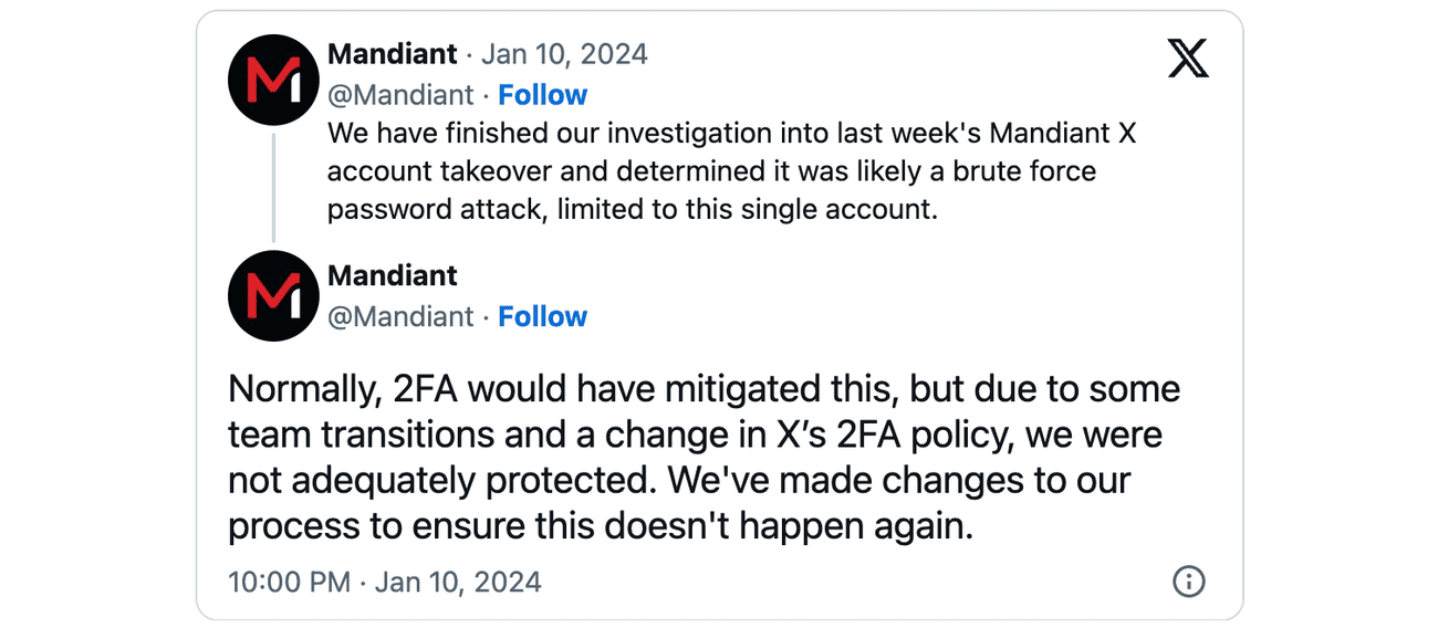 Ο λογαριασμός του Mandiant X παραβιάστηκε από συμμορία κρυπτογράφησης Drainer-as-a-Service, Ο λογαριασμός του Mandiant X παραβιάστηκε από συμμορία κρυπτογράφησης Drainer-as-a-Service, TechWar.GR