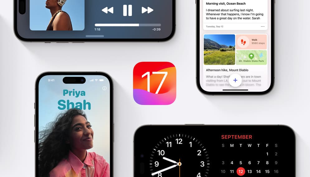 εικόνα του λογότυπου iOS 17 και των iPhone