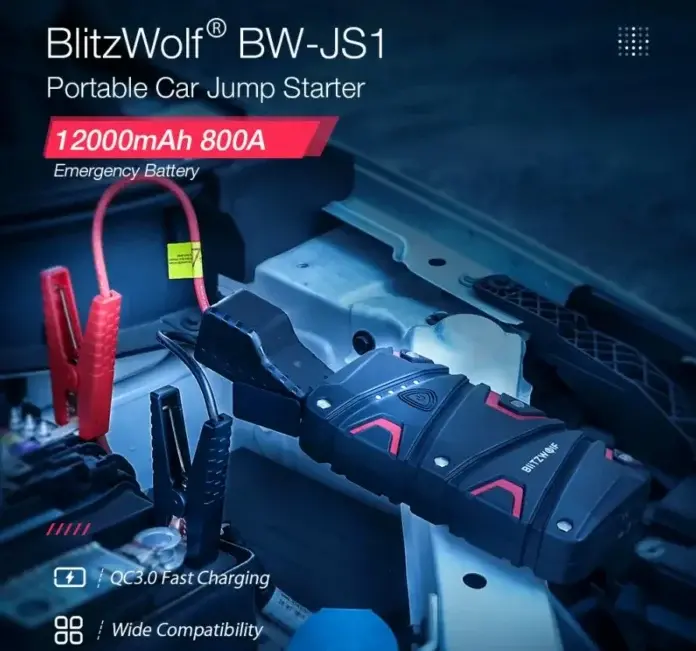 BlitzWolf BW-JS1 : Jump Started 800A και Q.C. 3.0 Power Bank 12.000 mAh μαζί, με 72.9€ από Ευρώπη!!