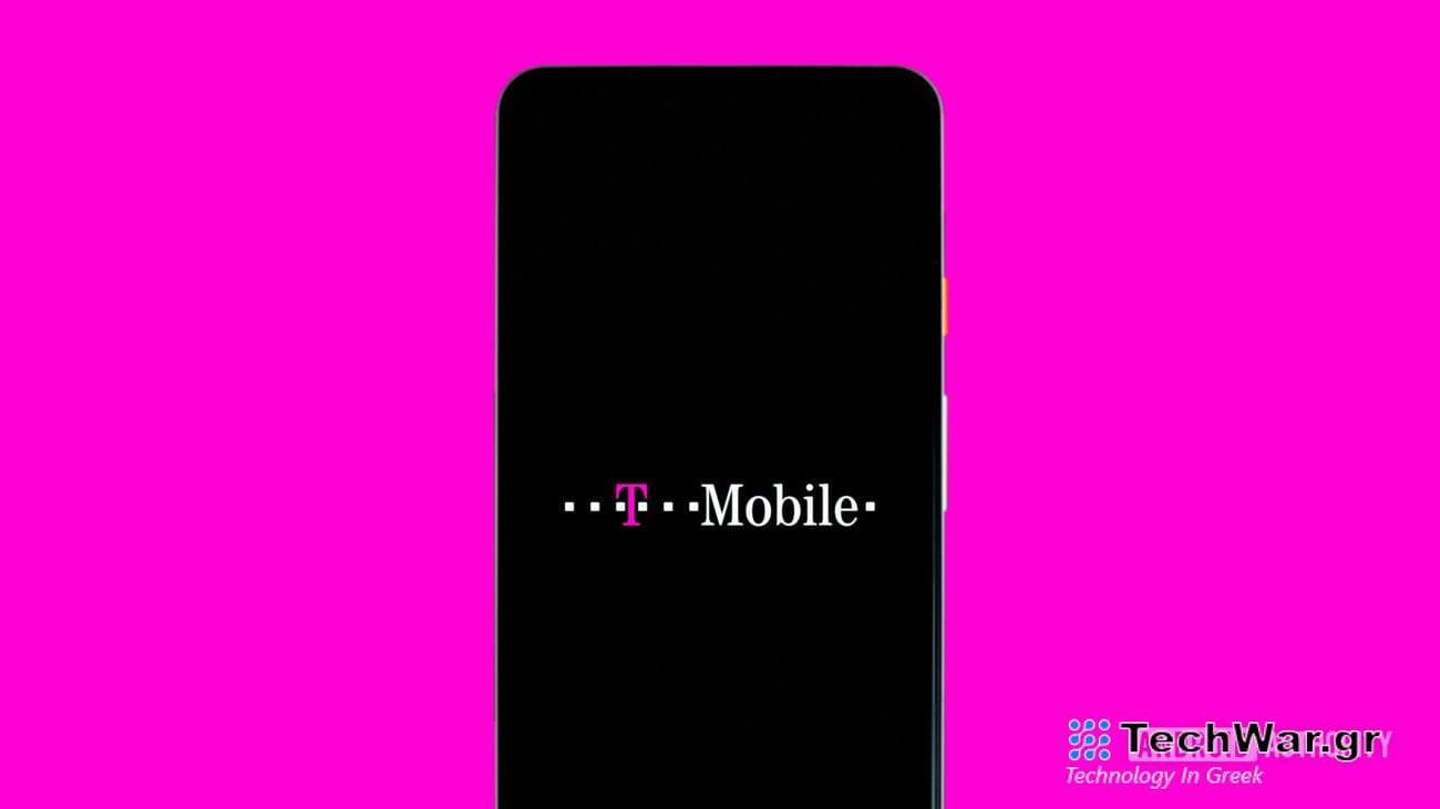T Mobile logo on phone stock photo