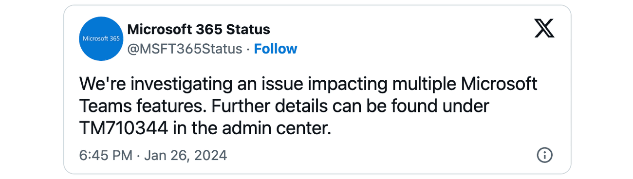 Διακοπή λειτουργίας του Microsoft Teams