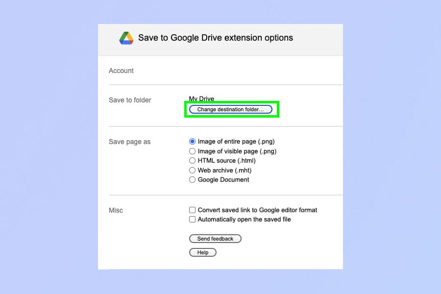 Ένα στιγμιότυπο οθόνης που δείχνει πώς μπορείτε να αποθηκεύσετε αρχεία Chrome απευθείας στο Drive