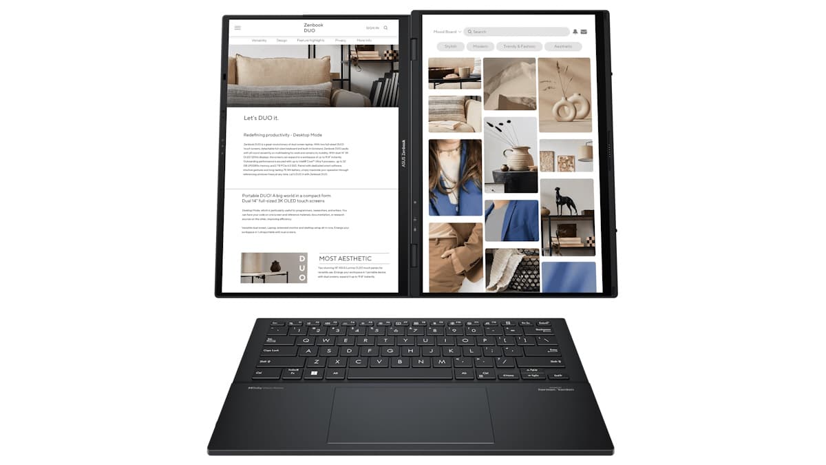 Το asus zenbook duo είναι ένας φορητός υπολογιστής διπλής οθόνης με δύο οθόνες OLED, Το asus zenbook duo είναι ένας φορητός υπολογιστής διπλής οθόνης με δύο οθόνες OLED, TechWar.GR