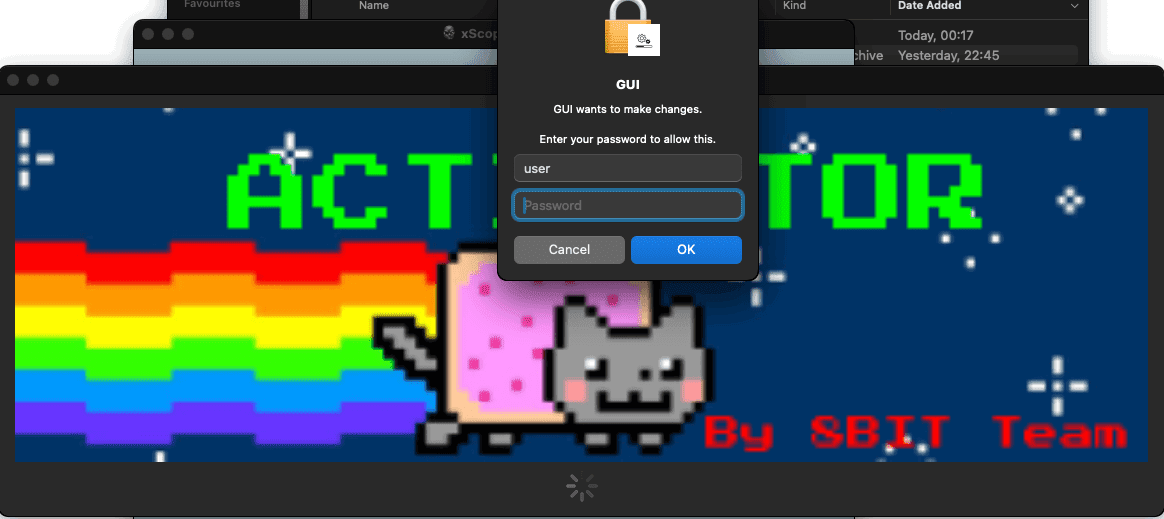 Παράθυρο ενεργοποιητή και προτροπή κωδικού πρόσβασης