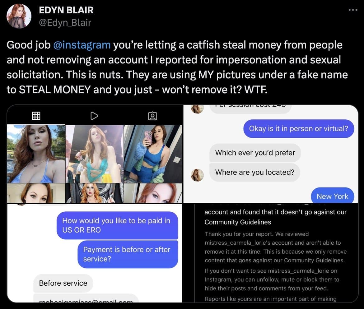 Η Meta δεν θα αφαιρέσει τα ψεύτικα προφίλ Instagram που χρησιμοποιούνται για προφανές γατόψαρο, Η Meta δεν θα αφαιρέσει τα ψεύτικα προφίλ Instagram που χρησιμοποιούνται για προφανές γατόψαρο, TechWar.GR
