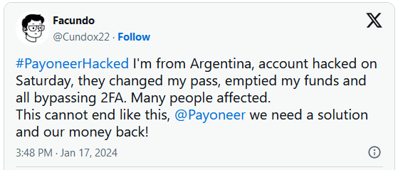 Λογαριασμοί Payoneer στην Αργεντινή παραβιάστηκαν σε επιθέσεις παράκαμψης 2FA, Λογαριασμοί Payoneer στην Αργεντινή παραβιάστηκαν σε επιθέσεις παράκαμψης 2FA, TechWar.GR
