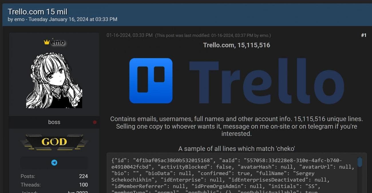 Ανάρτηση Trello στο φόρουμ hacking