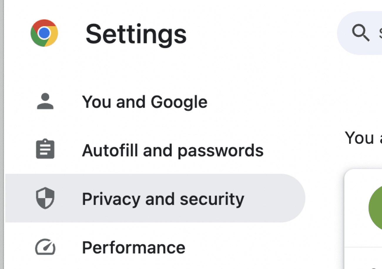 βρίσκοντας την καρτέλα «Απόρρητο και ασφάλεια» στην αριστερή πλευρά