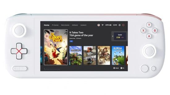 The Aya Neo Air handheld gaming PC in Aurora white
