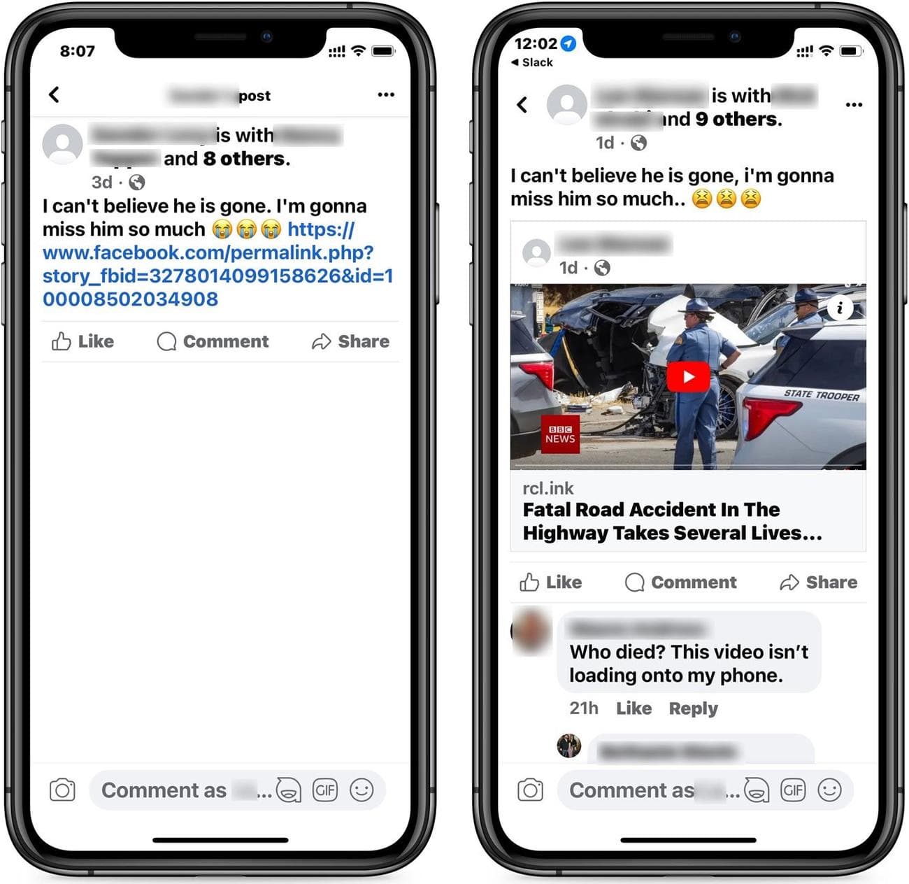 Facebook "Θα μου λείψει τόσο πολύ" αναρτήσεις phishing