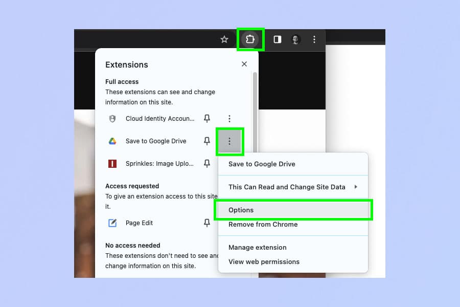 Ένα στιγμιότυπο οθόνης που δείχνει πώς μπορείτε να αποθηκεύσετε αρχεία Chrome απευθείας στο Drive