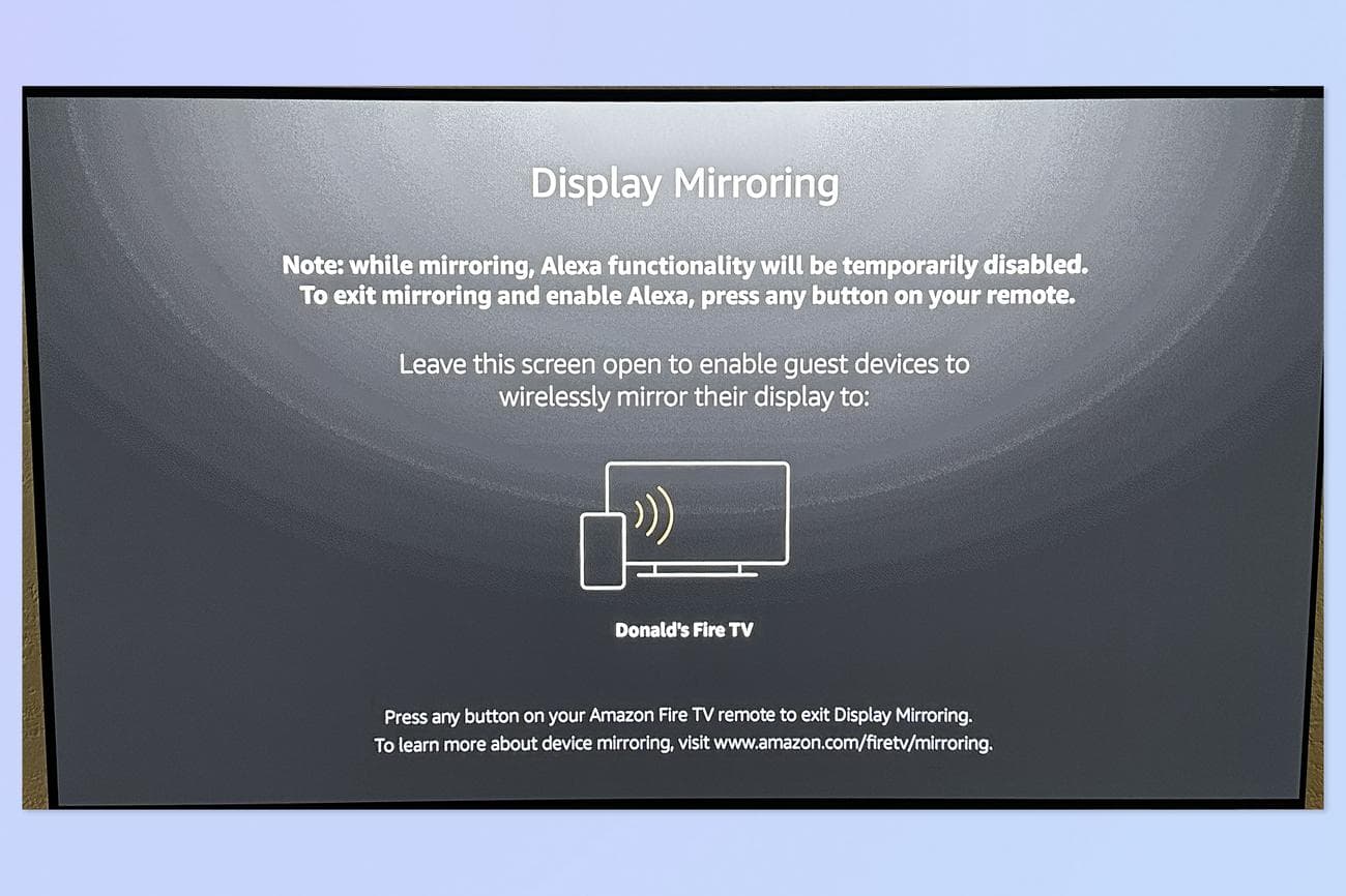 Ένα στιγμιότυπο οθόνης που δείχνει πώς να ενεργοποιήσετε τον κατοπτρισμό οθόνης στο FireTV
