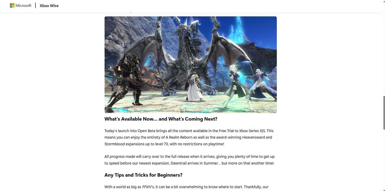 Η Microsoft έδωσε εν συντομία ανακριβή δήλωση ότι το Xbox Open Beta του Final Fantasy XIV είχε κυκλοφορήσει νωρίς, Η Microsoft έδωσε εν συντομία ανακριβή δήλωση ότι το Xbox Open Beta του Final Fantasy XIV είχε κυκλοφορήσει νωρίς, TechWar.GR