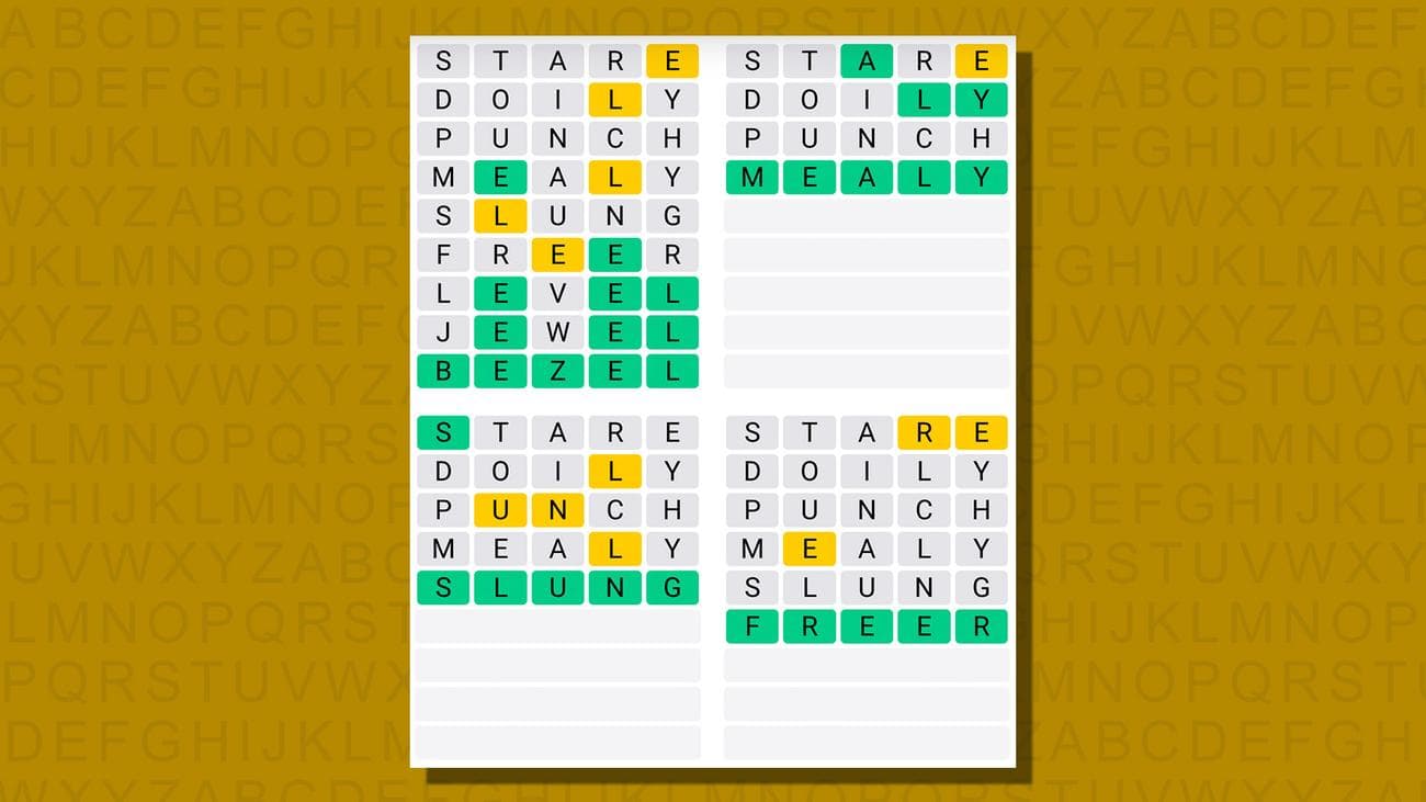 Quordle απαντήσεις για το παιχνίδι 729 σε κίτρινο φόντο