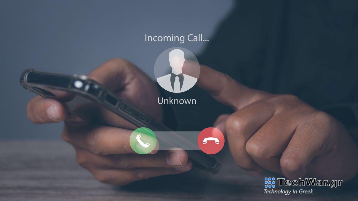 Phone scam showing an unknown caller on a phone screen