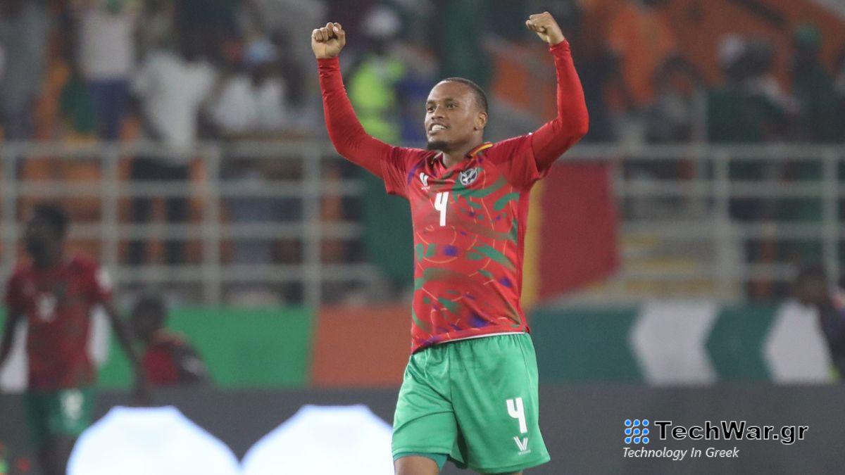 Riaan Hanamub celebrates an AFCON win ahead of the South Africa vs Namibia live stream