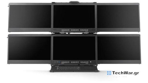 A computer with six screens