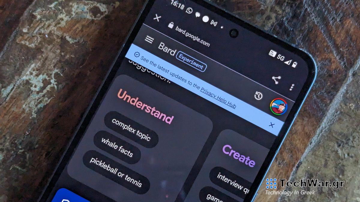 Close up of Google Bard running on Google Pixel 7 Pro phone