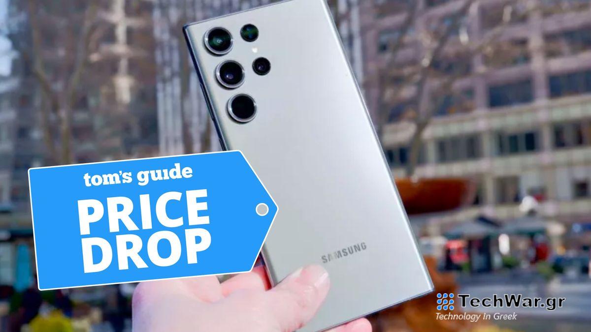 Samsung Galaxy S23 Ultra in hand with price drop deal tag