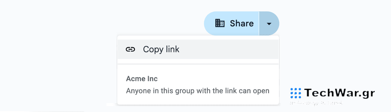 Google Docs share dropdown