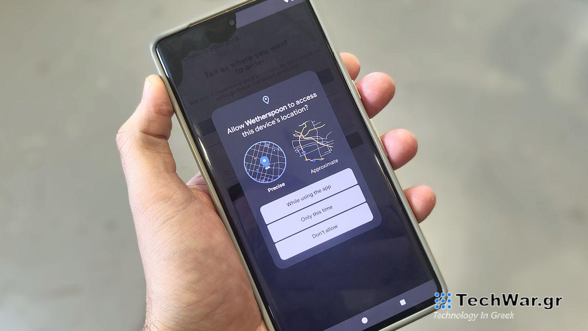 close up of android phone displaying an app permission request