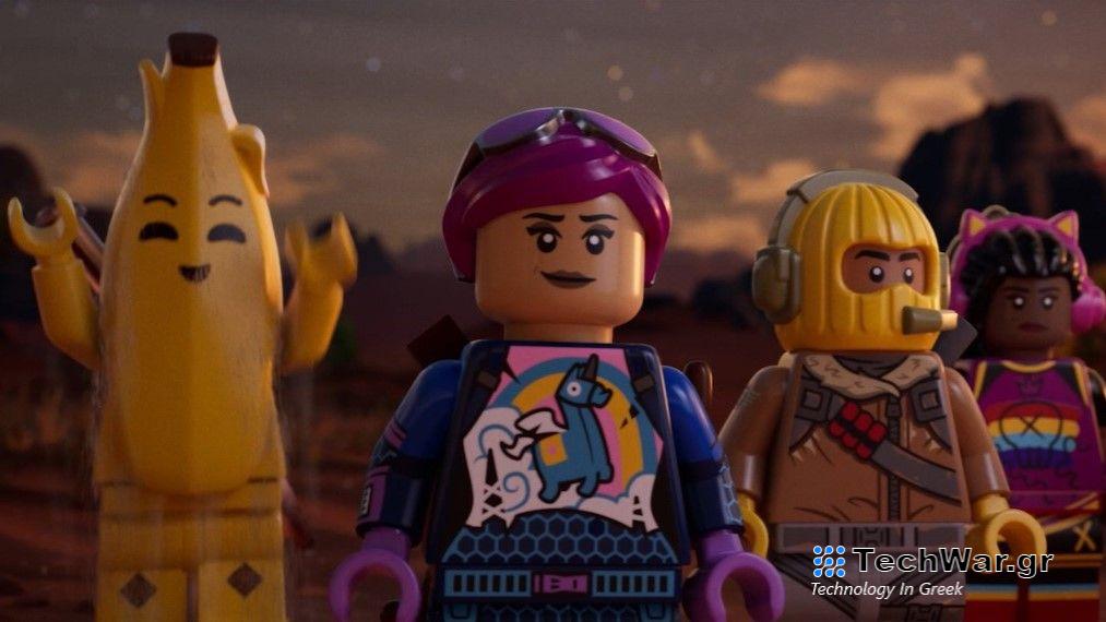 A screenshot from the Lego Fortnite cinematic trailer.