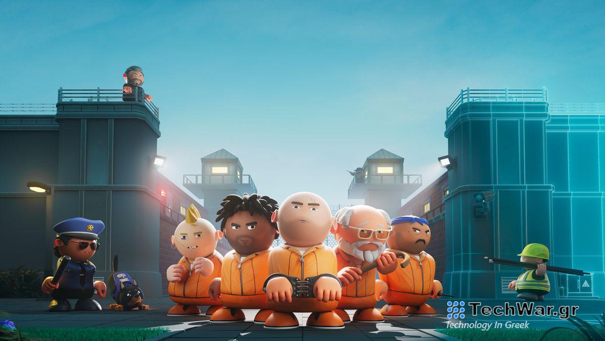 Group of prisoners standing outside a prison