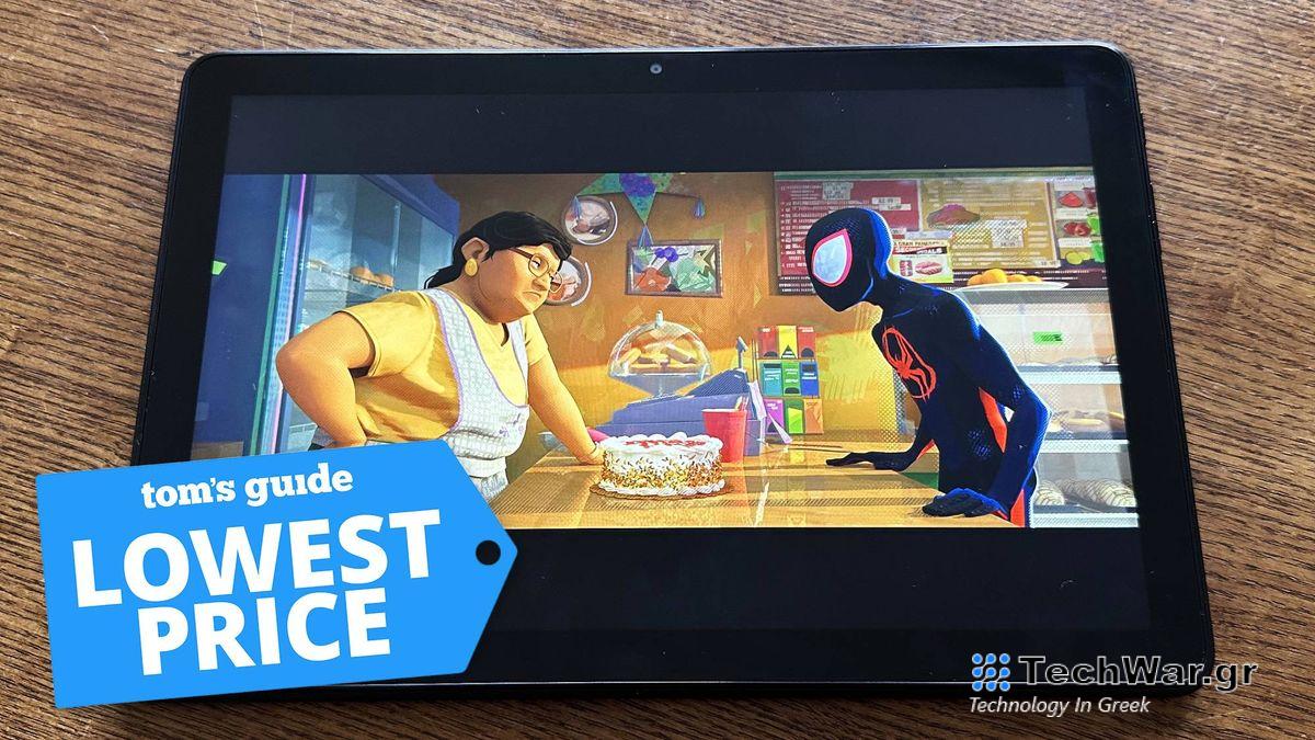 Amazon Fire HD 10 tablet with a Tom