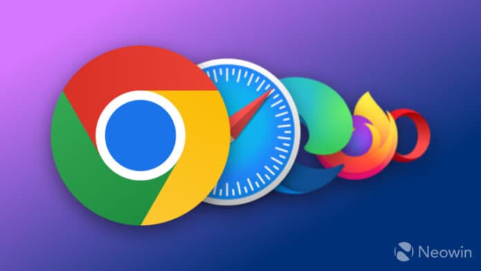 Η Microsoft, η Apple, η Mozilla, η Google και άλλοι Five most popular browsers logos lined up according to their market share